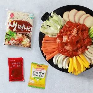 국내산 닭으로 만든 순살 춘천닭갈비 1kg 치즈면사리소스 각 1봉 주전부리.과자 주전부리 간식 포차 쥐포