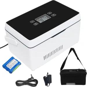 엔크리파이 전기 인슐린 쿨러 여행용 케이스 박스 약물 냉장고 휴대용 여행 32 °F-64 °F 온도 조절 LCD