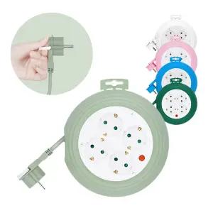 S 러그 원형멀티탭 큐브 3M연장선 4구 USB소켓 이지콕 납작코드 적용