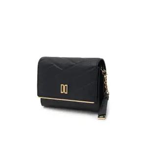 [롯데백화점]닥스 액세서리 블랙 가죽 DD로고 골드바 장식 반지갑 DCWA2E414BK