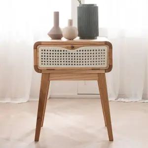 [착불] 아메리카나베드 위브 라탄 협탁 수납 사이드 테이블