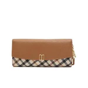 [롯데백화점]닥스 액세서리 [선물포장/쇼핑백동봉][VICTORIA] 브라운 체크배색 DD로고 장지갑 DCWA2E421W2