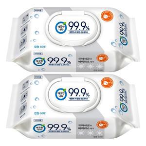 깨끗한나라 클린 손소독 티슈 캡형 60매 X 2개