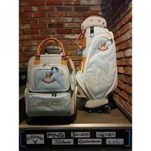 2023 힐크릭 골프 여성 바퀴 캐디백 세트 블루 화이트