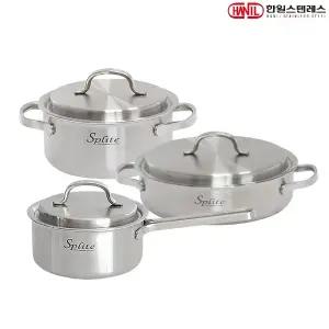 [한일STS] 스플릿 통5중 인덕션가능 스텐레스 냄비세트 3종A(편16+양18+전24)