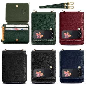 갤럭시 Z 플립3 케이스 SM-F711N 스트랩 소 가죽케이스-얼반