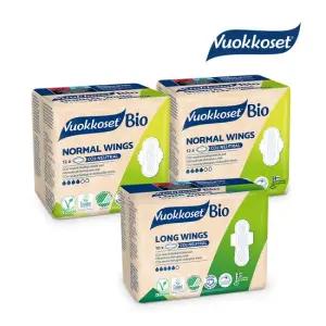 VUOKKOSET  생리대 노말윙2팩+롱윙1팩