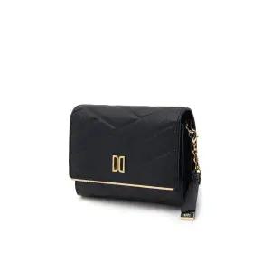 [롯데백화점]닥스 액세서리 [선물포장/쇼핑백동봉] 블랙 칼라일 패턴 골드 DD 3단 반지갑 DCWA4F414