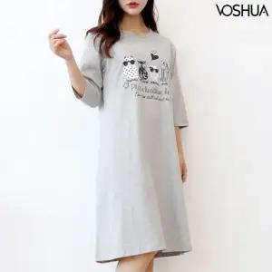 [보슈아]여성 2027부엉이원피스 면홈웨어 7부소매 free66[4259]