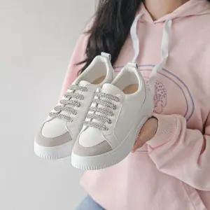 트윙클 키높이 큐빅 끈 쿠션 스니커즈 4cm