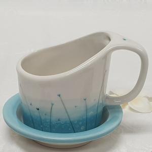 도자기 종이컵홀더 사무실개업선물주문제작 하늘색하트 컵홀더
