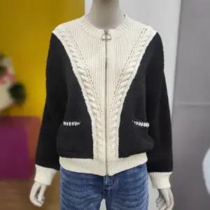 케이블 조직 믹스 집업가디건 BAKC09311 BK_DJ