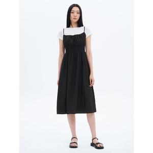 [에잇세컨즈] 리본 셔링 원피스 - 블랙 (125671MB15)