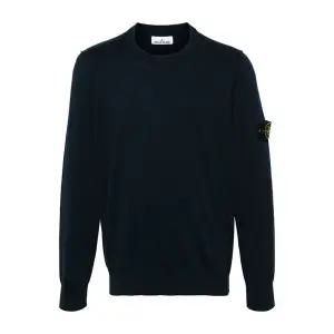 [명품] 와펜 패치 코튼 크루넥 니트 네이비 8015540B2 A0020