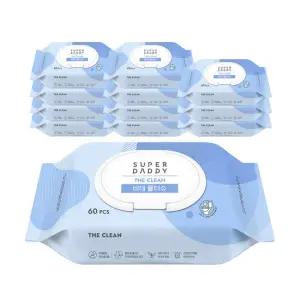 슈퍼대디 비데 물티슈 더클린 캡형 60매 12팩