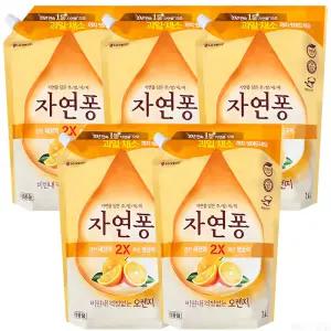 엘지생활건강 자연퐁 오렌지 주방세제 리필 1.4L 5개
