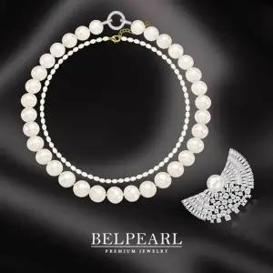 벨펄 약 12.5 ∼ 11mm 리얼 담수진주 미엘 화이트 목걸이 세트(총 3종)