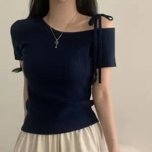 여성 반팔 니트 오프숄더 언발 여름 DHH-E91 (WFK7HU0)