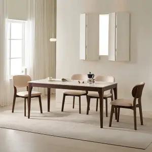 [삼익가구]시에나 포세린 통세라믹 4인용 와이드 원목 1600 식탁세트(의자4)