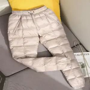 여성 경량 패딩 바지 겨울 구스다운 하이웨스트 보온 팬츠