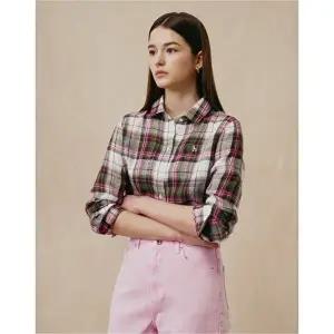 [헤지스여성]헤지스 여성 린넨 긴팔 체크 카키  (HSSH5B311K2)