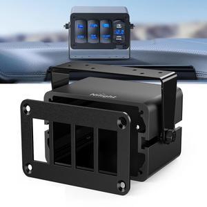 Nilight 4 갱 로커 스위치 박스 홀 패널 탈착식 설치 하우징 방수 알루미늄 회전식 마운트 브래킷 12V 24V DIY 토글 보트카 RV 트럭용 전압계 USB 소켓