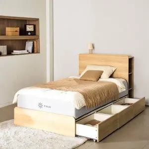 [지누스]루미 수납형 침대프레임 커스텀 헤드보드+선반형(퀸/네추럴오크)
