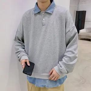 남성청남방 레이어드 맨투맨티숙 카라티 ISTS01 솔리드 캐주얼숙 숙 남성 남 (WFK3E34)