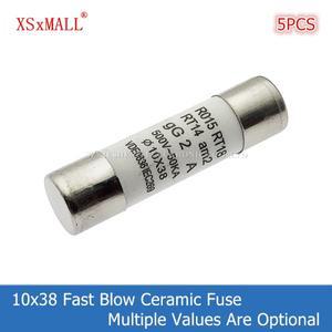 5PCS 10x38MM 고속 블로우 세라믹 퓨즈 0.5A 1A 2A 3A 4A 5A 6A 8A 380V 500V RO15 RT18