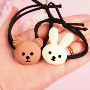 곰과 미소짓는 추천 토끼 머리끈 꾸안꾸 헤어끈 고무