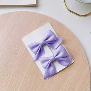 미니리본집게핀 2P) 포인트리본악어집게핀(퍼플 특가