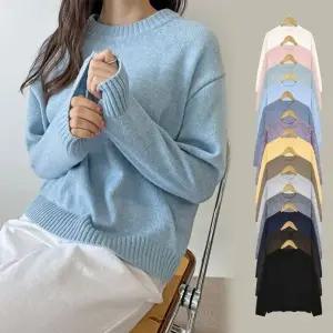 솜사탕 라운드 캐시울 니트 간절기 베이직셔츠 (KYR-WE55623)