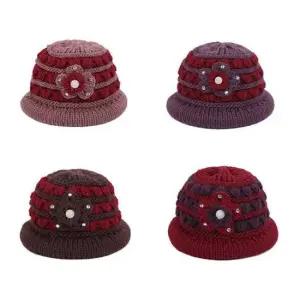 중년 여성 겨울 니트 벙거지 모자 엄마 할머니 외출