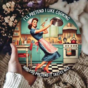 2D 평면 인쇄 원형 금속 간판 - 주방 규칙 빈티지 단조 철제 벽 장식 (가정 레스토랑 바 맨 케이브용)