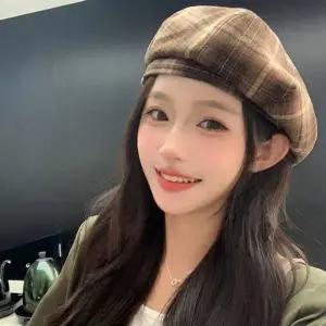 여성 가을 겨울 패션 필수아이템 화가모자 포인트 빈티지 체크 베레모 (WFK9030)