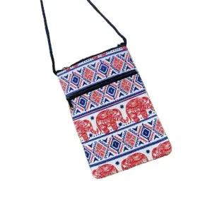 태국 미니 코끼리 레드+네이비 크로스 가방 캔버스 (WFK9124)