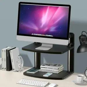 컴퓨터 모니터 받침대 승강 스탠드 높이조절 리프트 원목 수납 사무실모니터받침대 책상 본체