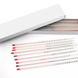 빨간색 수온 온도계 유리 막대 알코올 실험 소모품 고정밀 측정 20 팩