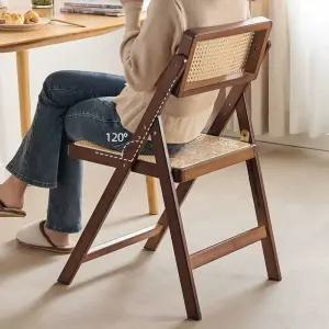 라탄의자 의자 카페 폴딩체어 원목 라탄 식탁 접이식 호두 대 통기성 A. C21