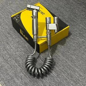 라포식 내구성  스테인리스 스틸 화장실 스프레이 건 이중 출구 부스터 플러셔 삼각 밸브  욕실 청소용