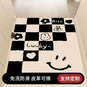 펜션 닦기 가능 매트 현관 출입문 발 pvc 가정용 커팅 가죽 러그 방지 미끄럼