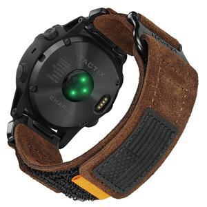 소프트 스웨이드 가죽 시계 밴드, 22mm 군용 스트랩, Garmin Fenix 8 47mm /7 Pro /6 /5 Plus /E 47mm, MARQ 운동선수 /골퍼 /드라이버 / /어드벤처 /커맨더, 인스팅트 2 /크로스오버 /타시컬 /에스스포츠 /타이드,