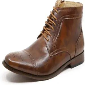 메트로참 MC123 남성 캡 토 레이스업 드레스 캐주얼 발목 부츠