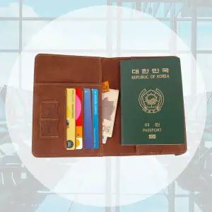 갈색 가죽 해외여행 케이스 여권 트레블월렛 기본
