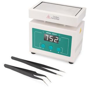 YIHUA 946D-IV 납땜 핫 플레이트 미니 사이즈, ESD 안전 핀셋 2개 포함 재작업 히터, 온도 조절 가능, C/ F 변환, PID 조절, 100 * 50mm 알루미늄 히팅