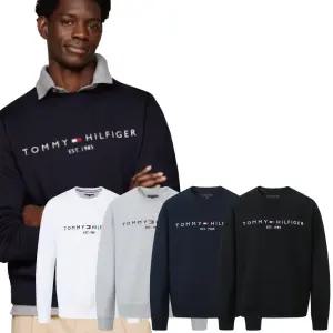 남녀공용 타미힐피거 맨투맨 자수로고 티셔츠