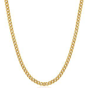 남성용 피움 3 5mm 쿠바 링크 체인, 실버 톤 /블랙 / 골드 도금 스테인리스 스틸 목걸이 남성 16, 18, 20, 22, 24, 26, 28인치