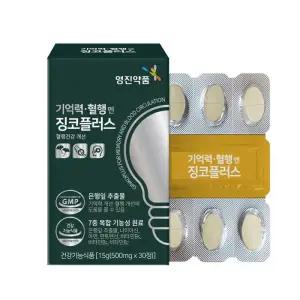 영진약품 기억력 혈행엔 징코플러스 500mg x 30 1박스 //SL