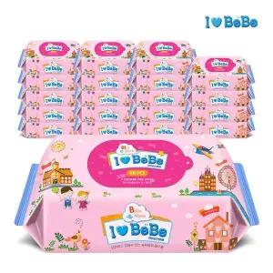 보리보리 아이러브베베 핑크 100매 20팩 리필형 아기물티슈