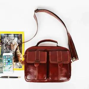 [골드스마일]광택 외출 빈티지 남성 가방 가죽 학생 숄더 브라운